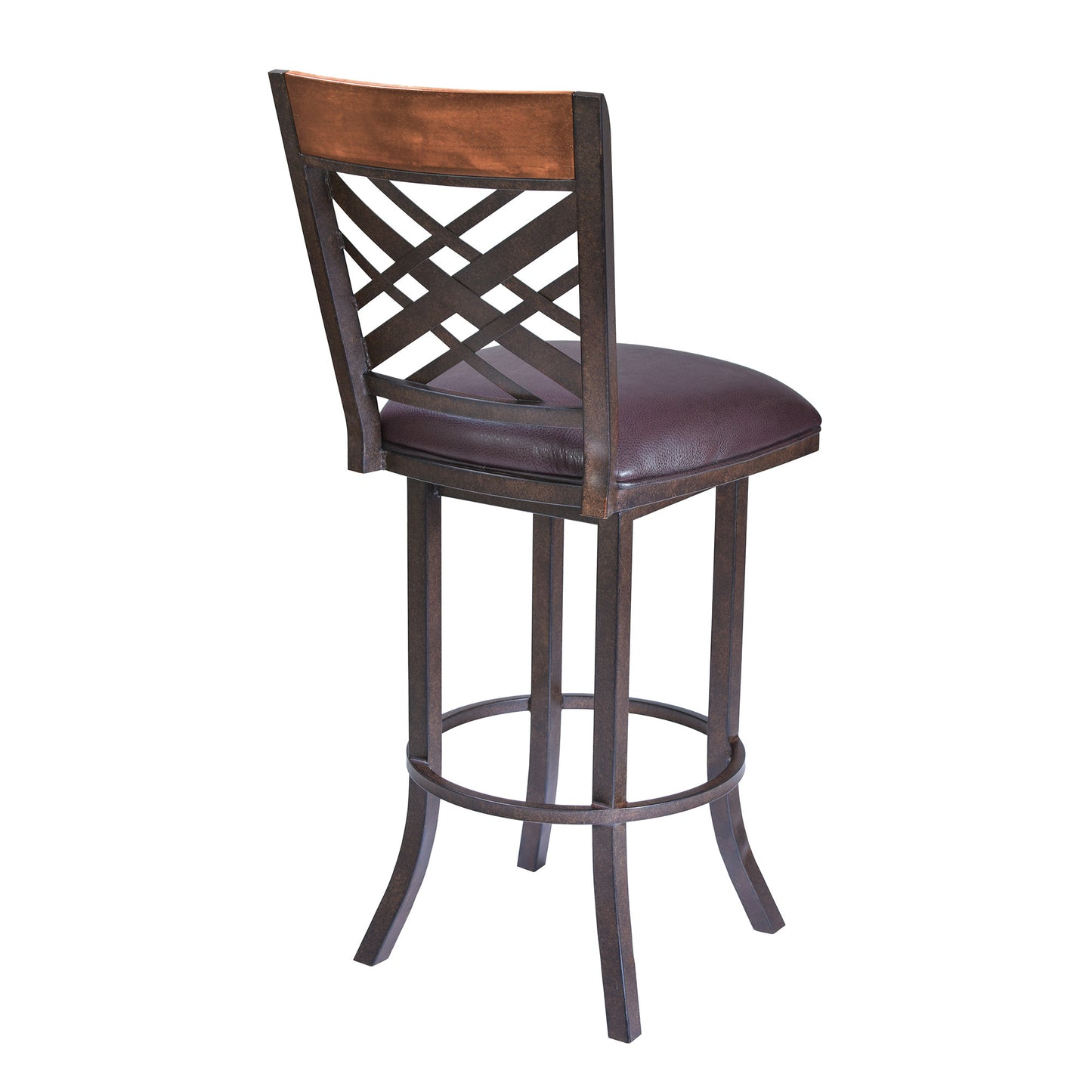 30" Brown Faux Leather And Iron Bar Height Bar Chair - Loft&Timber