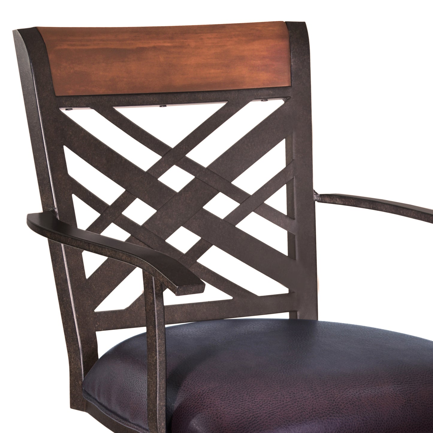 30" Brown Faux Leather And Iron Bar Height Bar Chair - Loft&Timber