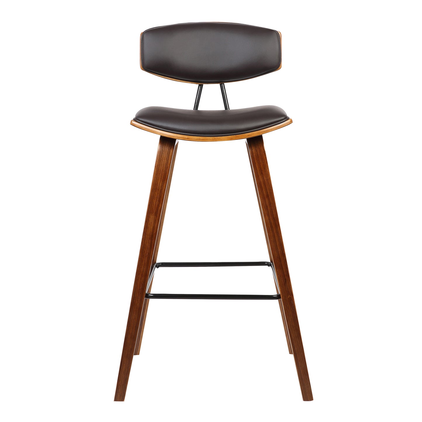 29" Brown Faux Leather Low Back Bar Height Bar Chair - Loft&Timber
