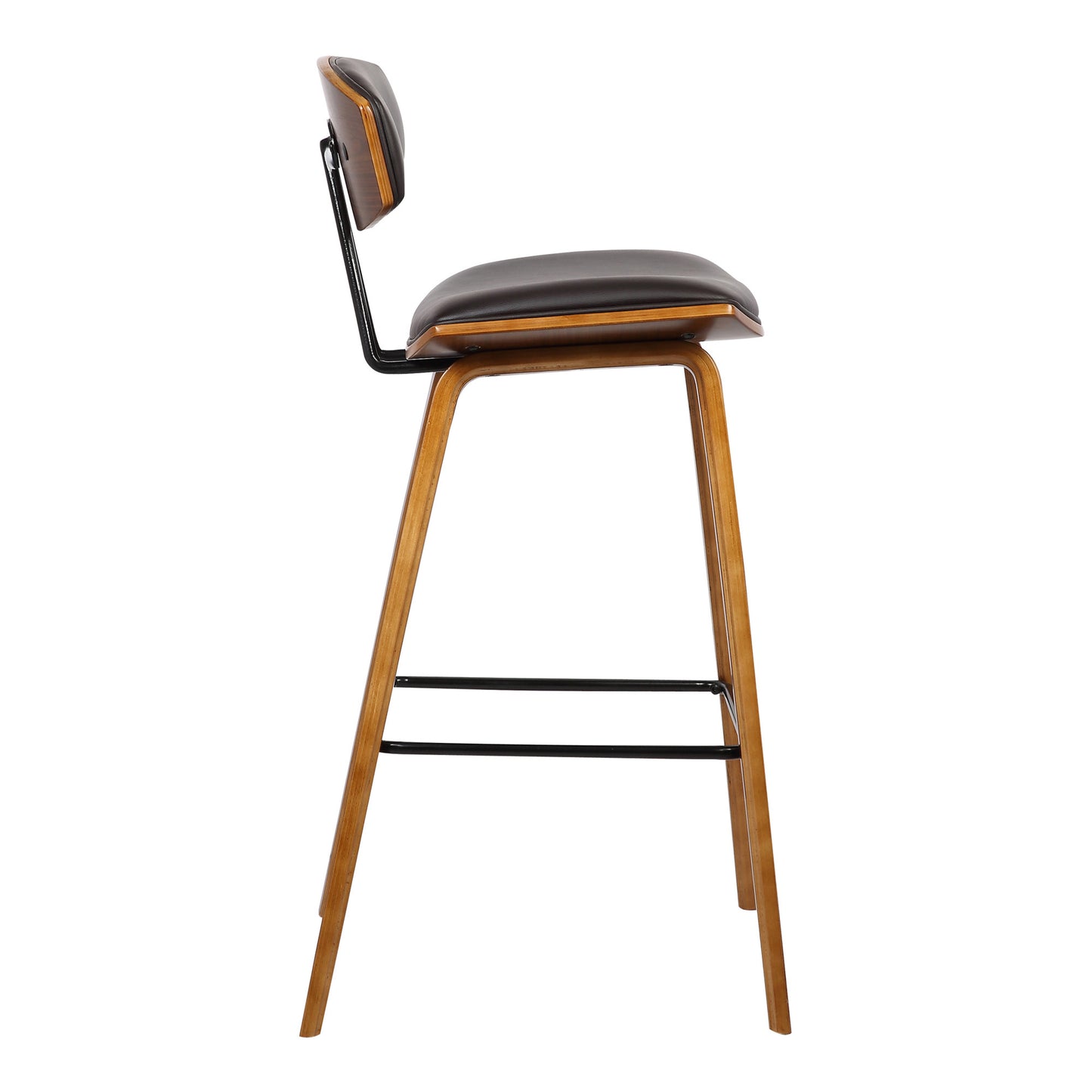 29" Brown Faux Leather Low Back Bar Height Bar Chair - Loft&Timber