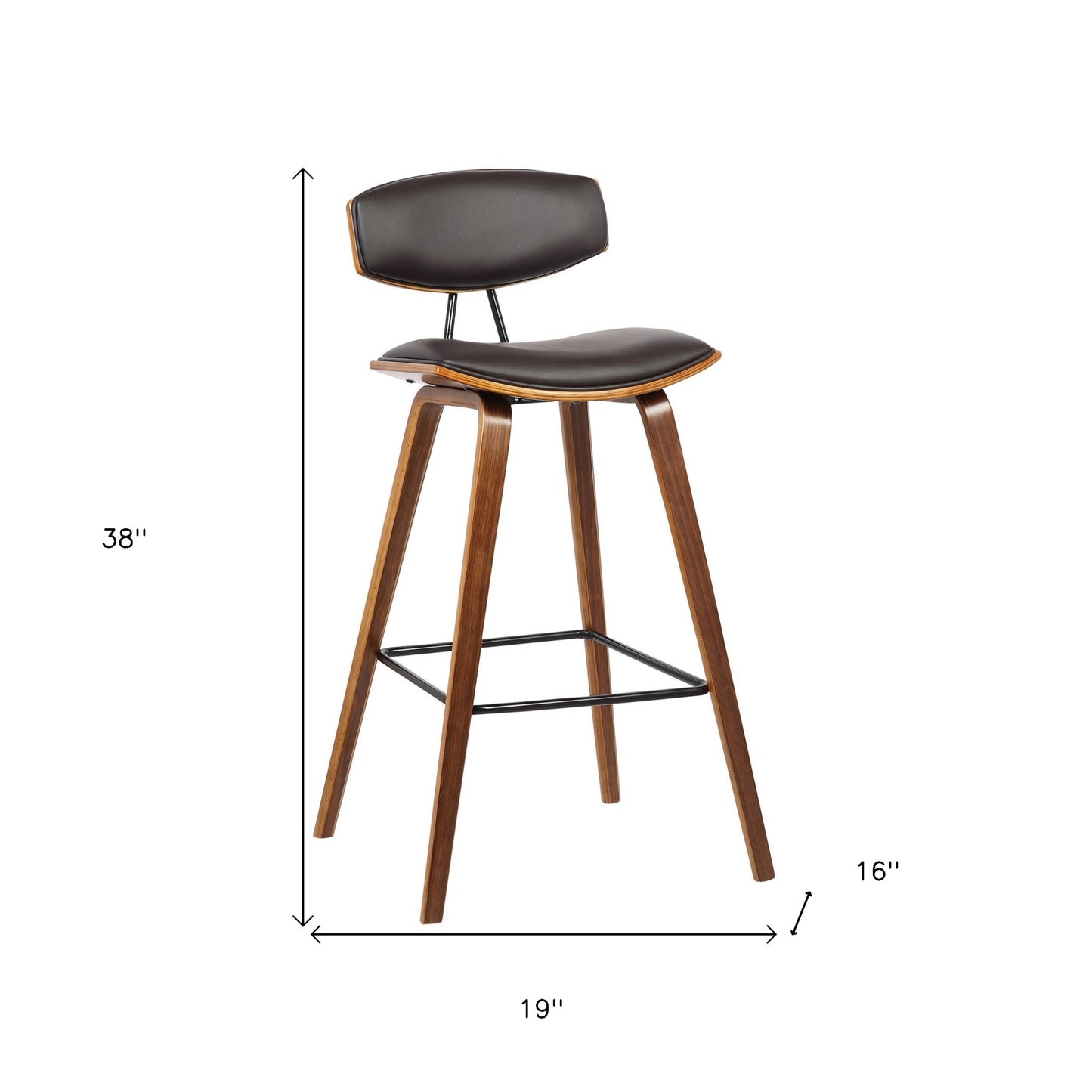 29" Brown Faux Leather Low Back Bar Height Bar Chair - Loft&Timber