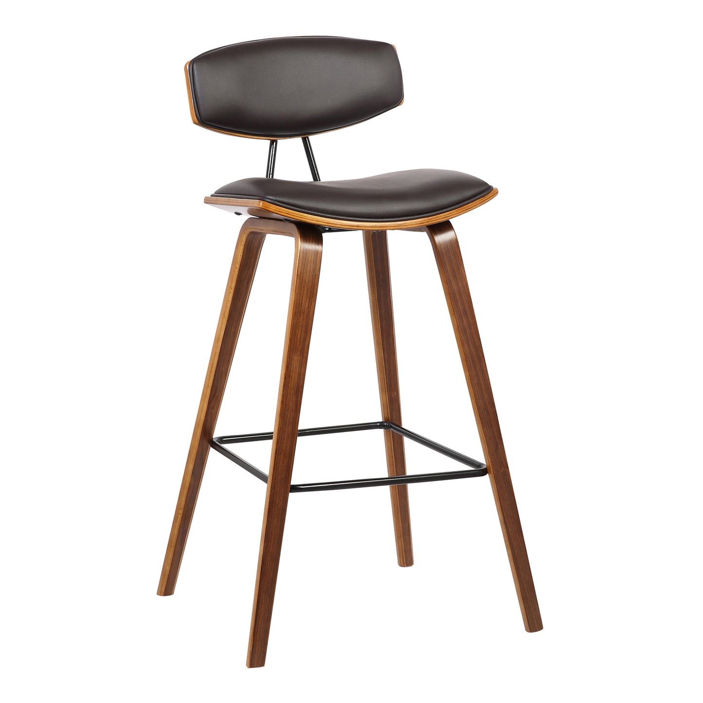 29" Brown Faux Leather Low Back Bar Height Bar Chair - Loft&Timber