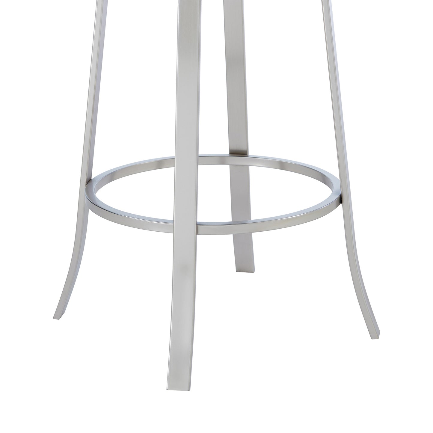 30" Gray And Silver Faux Leather And Iron Swivel Bar Height Bar Chair - Loft&Timber