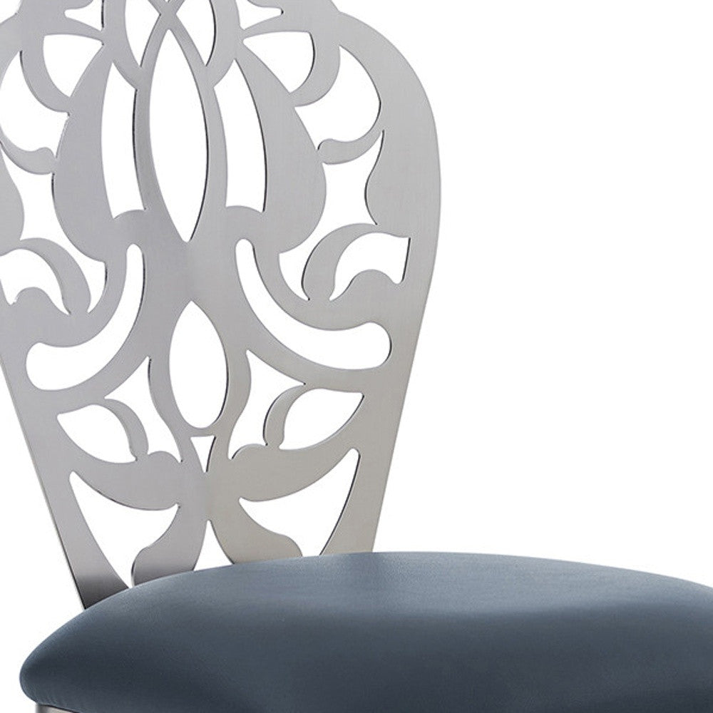30" Gray And Silver Iron Swivel Bar Height Bar Chair - Loft&Timber