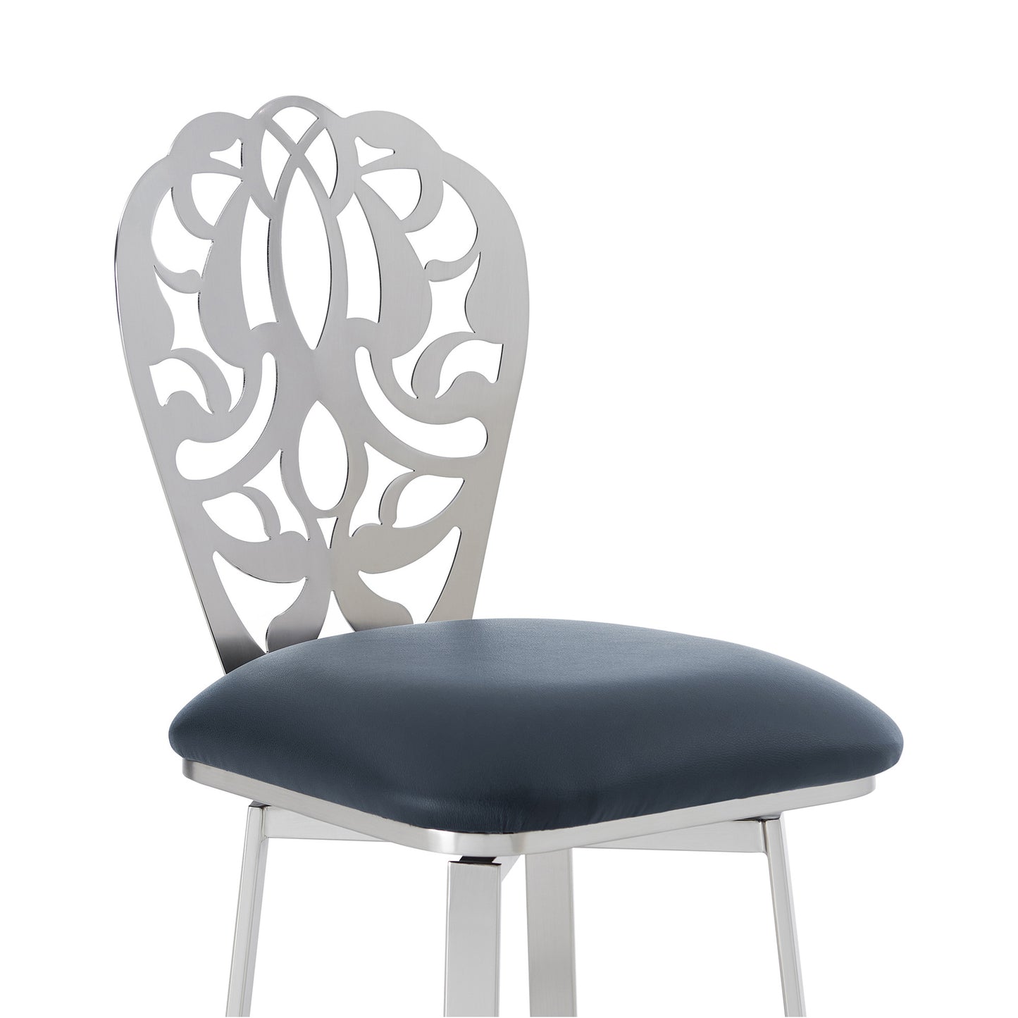 30" Gray And Silver Iron Swivel Bar Height Bar Chair - Loft&Timber