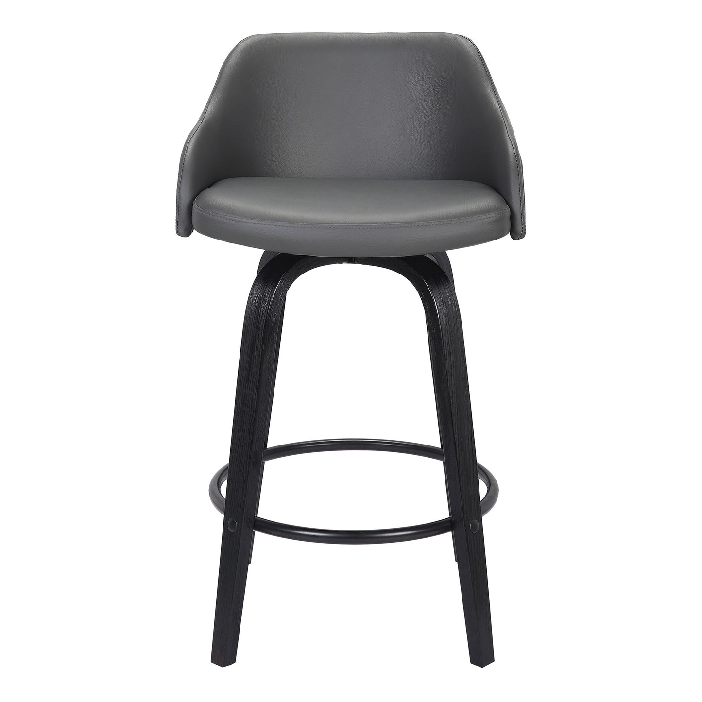 30" Gray And Black Iron Swivel Low Back Bar Height Bar Chair - Loft&Timber