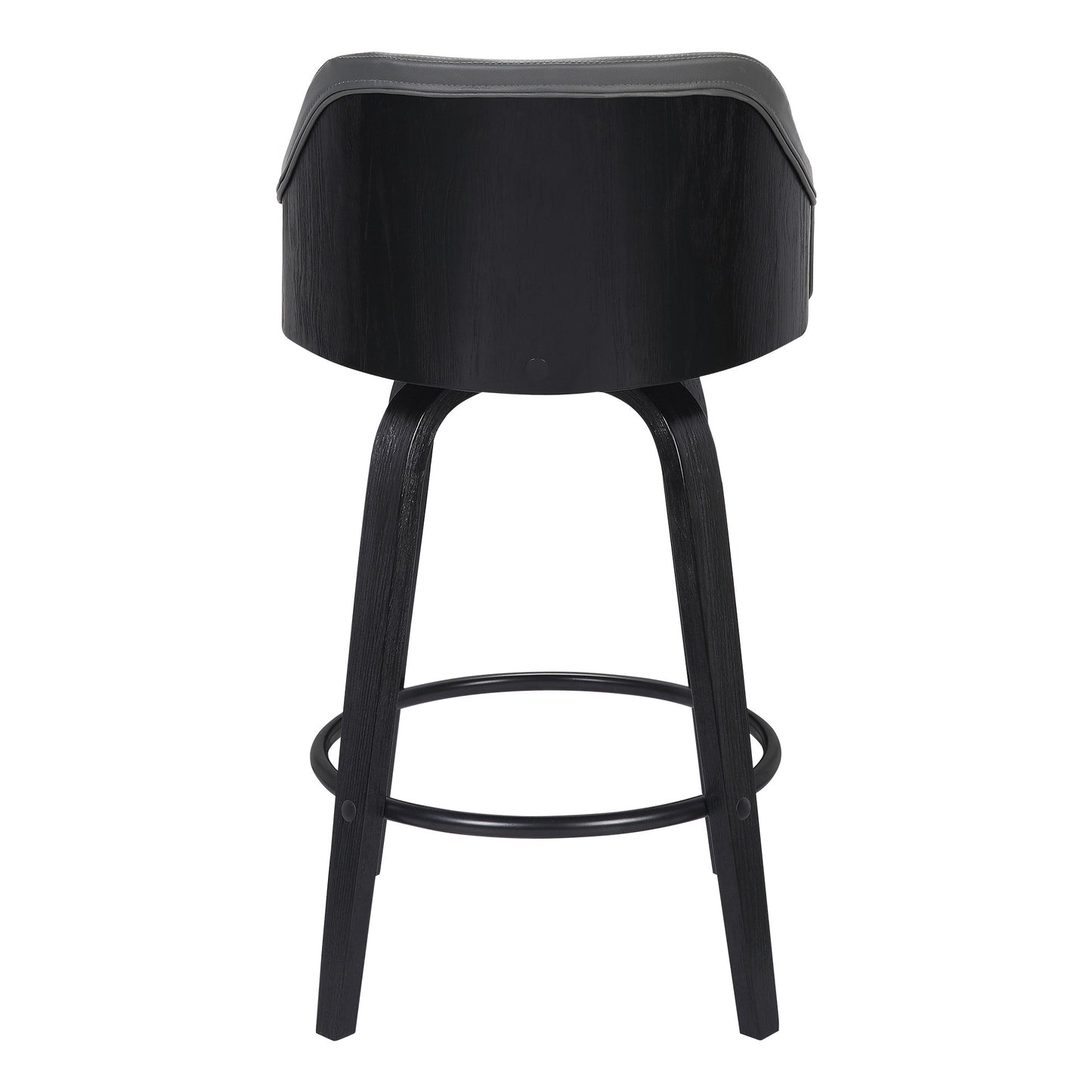 30" Gray And Black Iron Swivel Low Back Bar Height Bar Chair - Loft&Timber