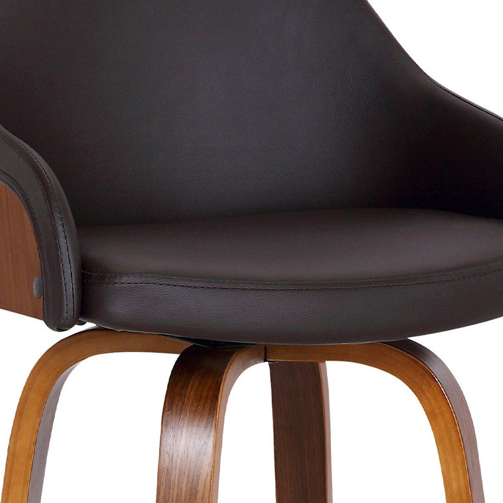 30" Brown Iron Swivel Low Back Bar Height Bar Chair - Loft&Timber