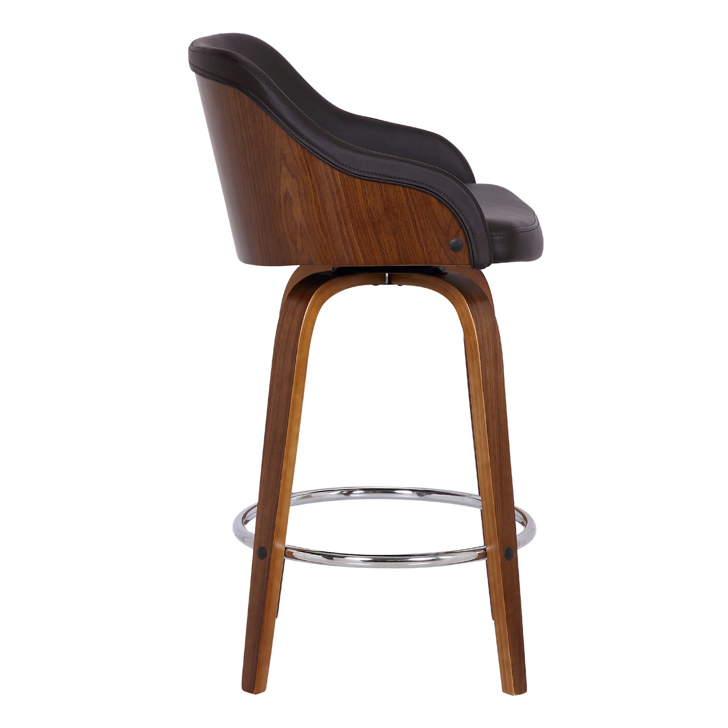 30" Brown Iron Swivel Low Back Bar Height Bar Chair - Loft&Timber