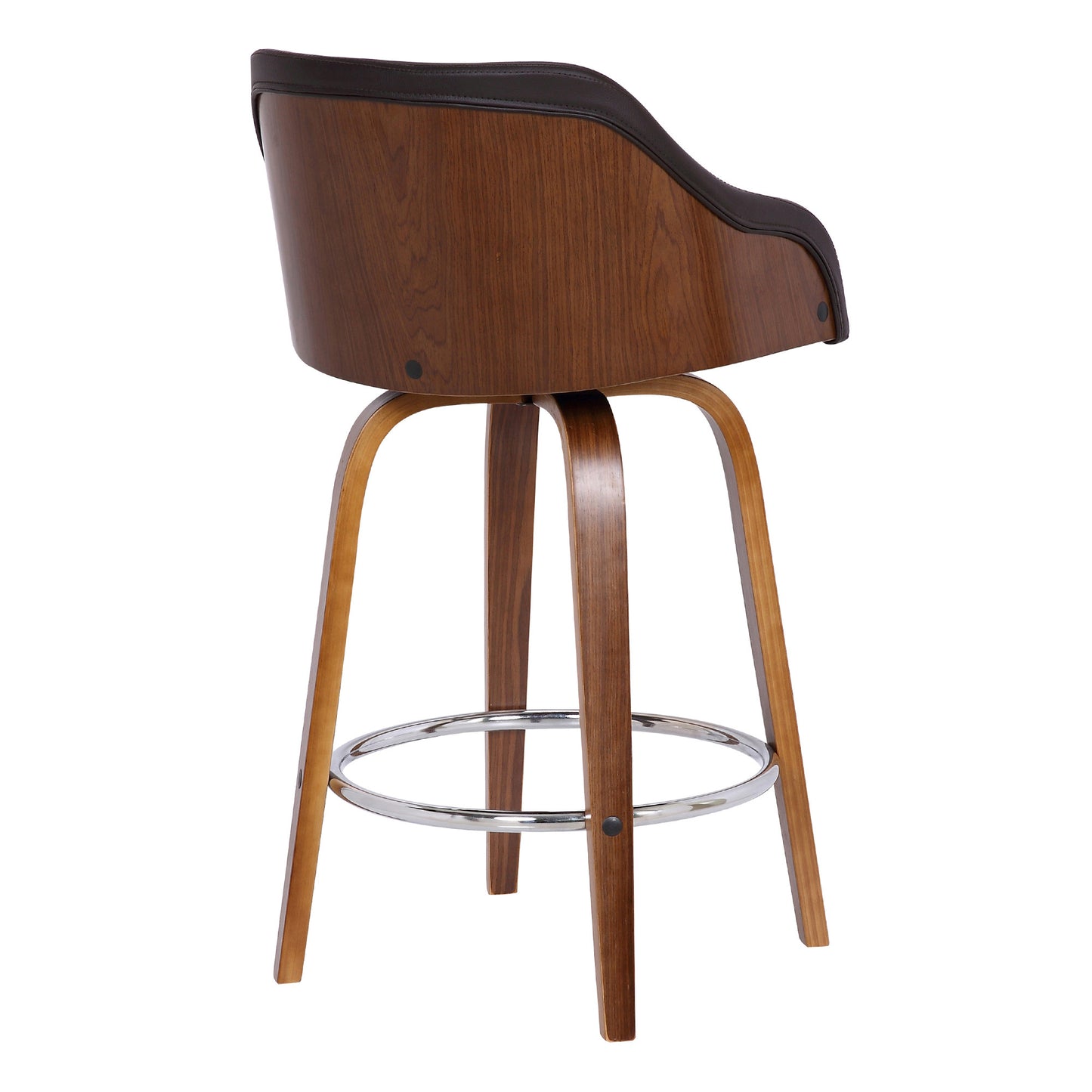30" Brown Iron Swivel Low Back Bar Height Bar Chair - Loft&Timber