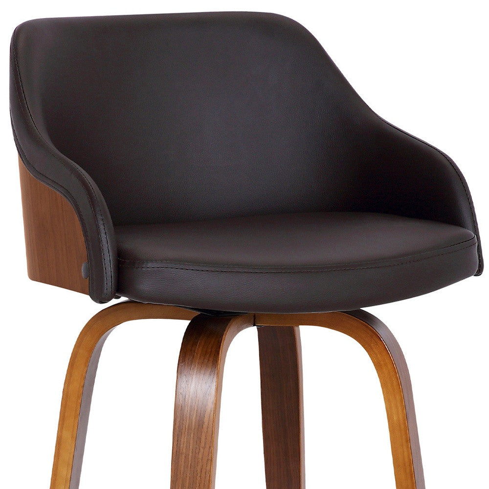 30" Brown Iron Swivel Low Back Bar Height Bar Chair - Loft&Timber
