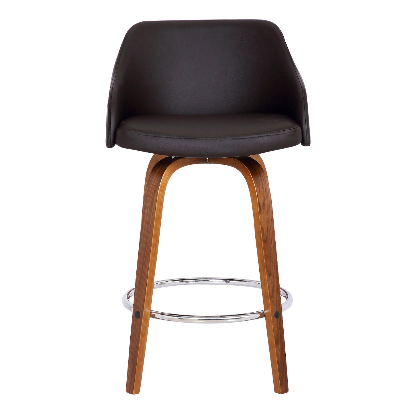 30" Brown Iron Swivel Low Back Bar Height Bar Chair - Loft&Timber