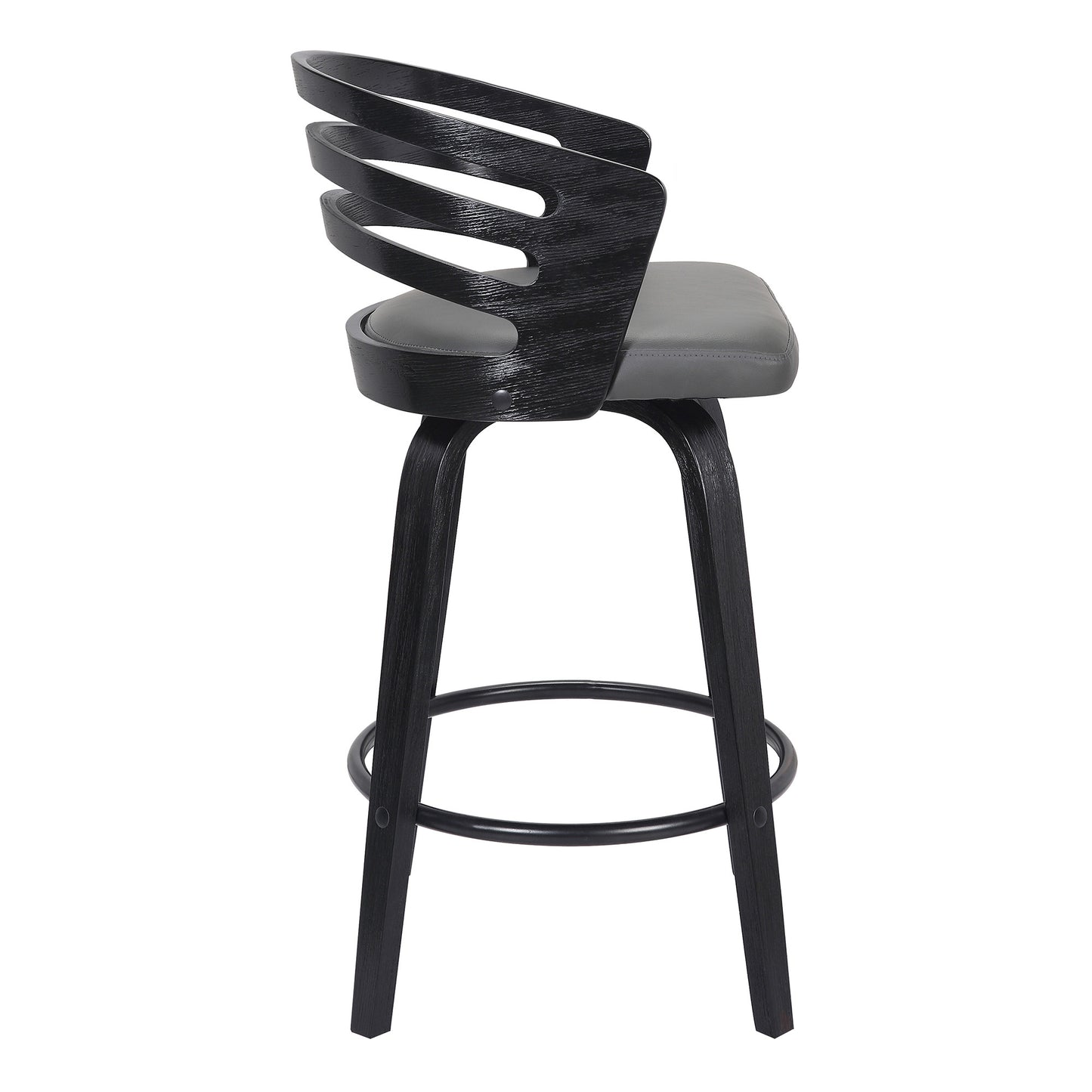 30" Gray And Black Iron Swivel Low Back Bar Height Bar Chair - Loft&Timber