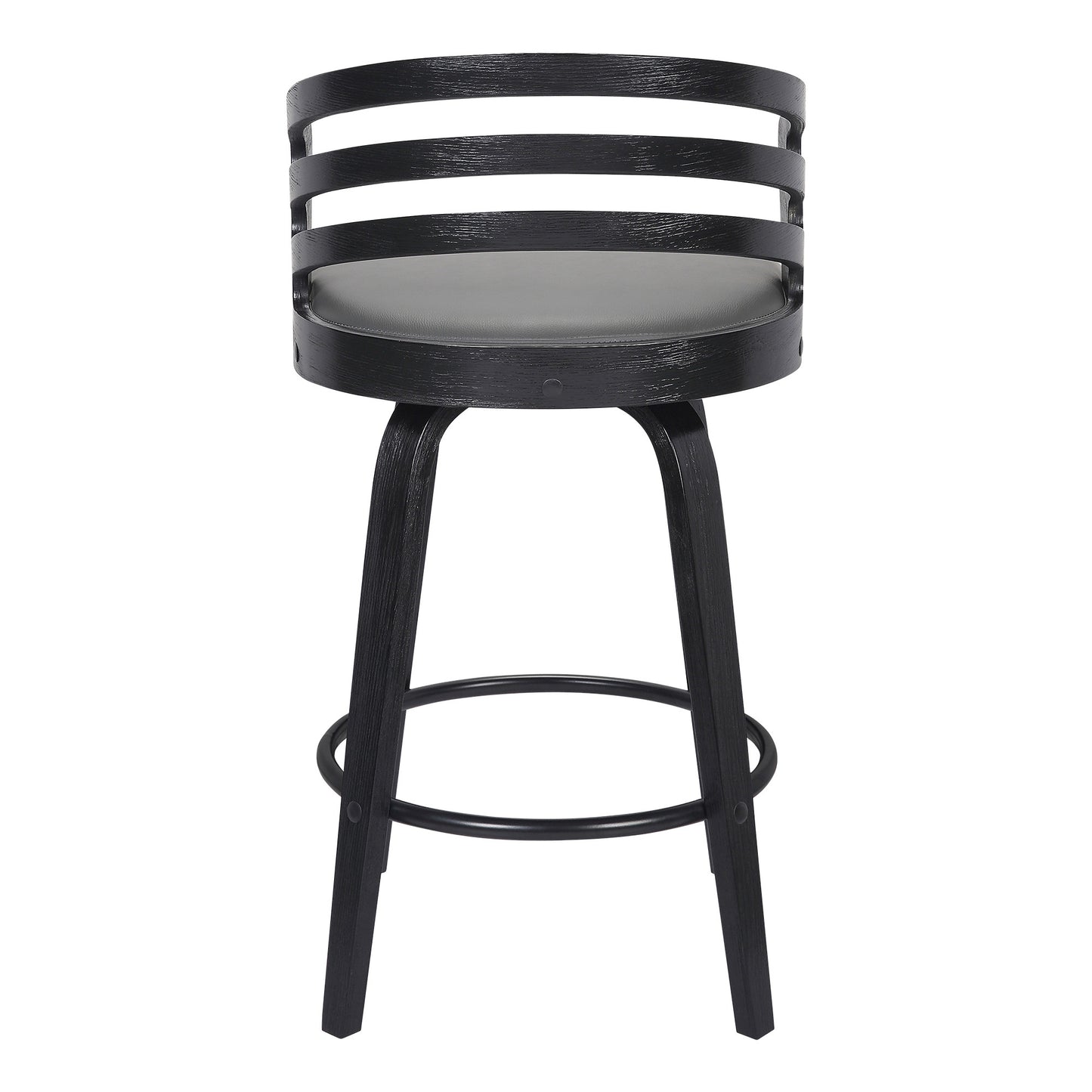 30" Gray And Black Iron Swivel Low Back Bar Height Bar Chair - Loft&Timber