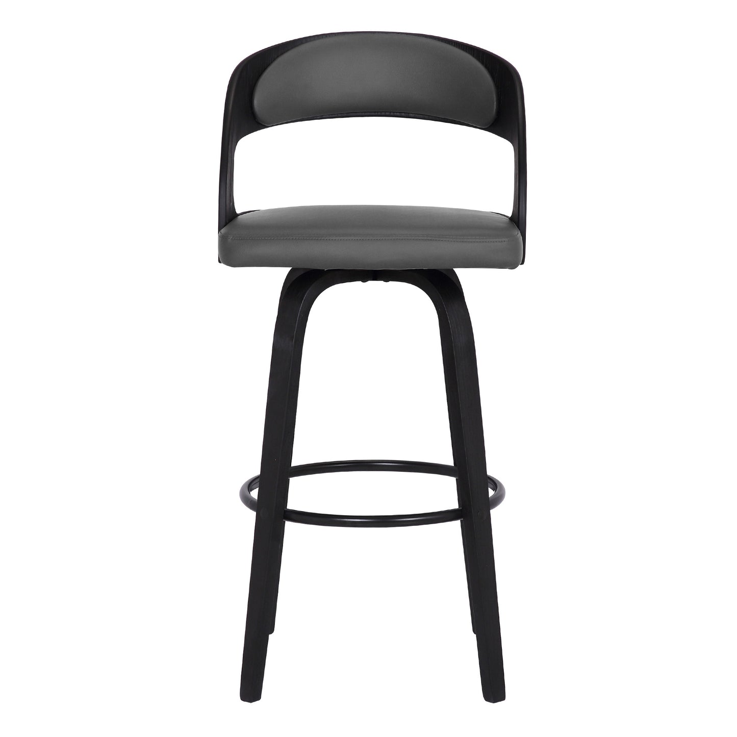 30" Gray And Black Iron Swivel Low Back Bar Height Bar Chair - Loft&Timber