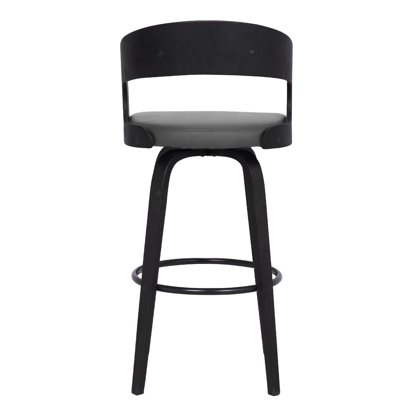 30" Gray And Black Iron Swivel Low Back Bar Height Bar Chair - Loft&Timber