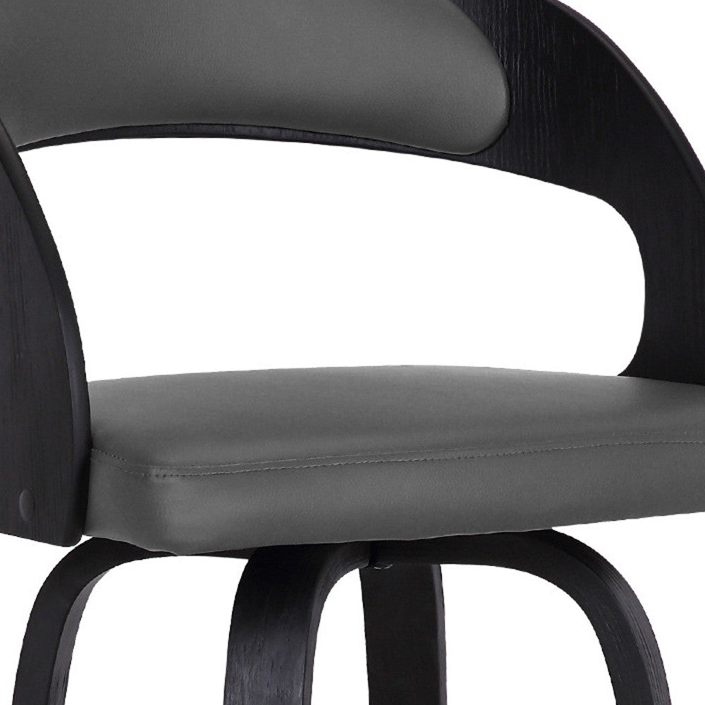 30" Gray And Black Iron Swivel Low Back Bar Height Bar Chair - Loft&Timber