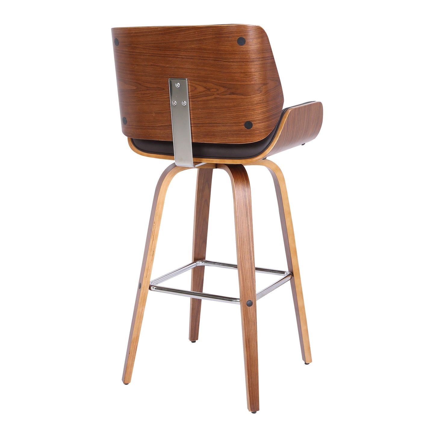 30" Brown Solid Wood Swivel Low Back Bar Height Bar Chair - Loft&Timber