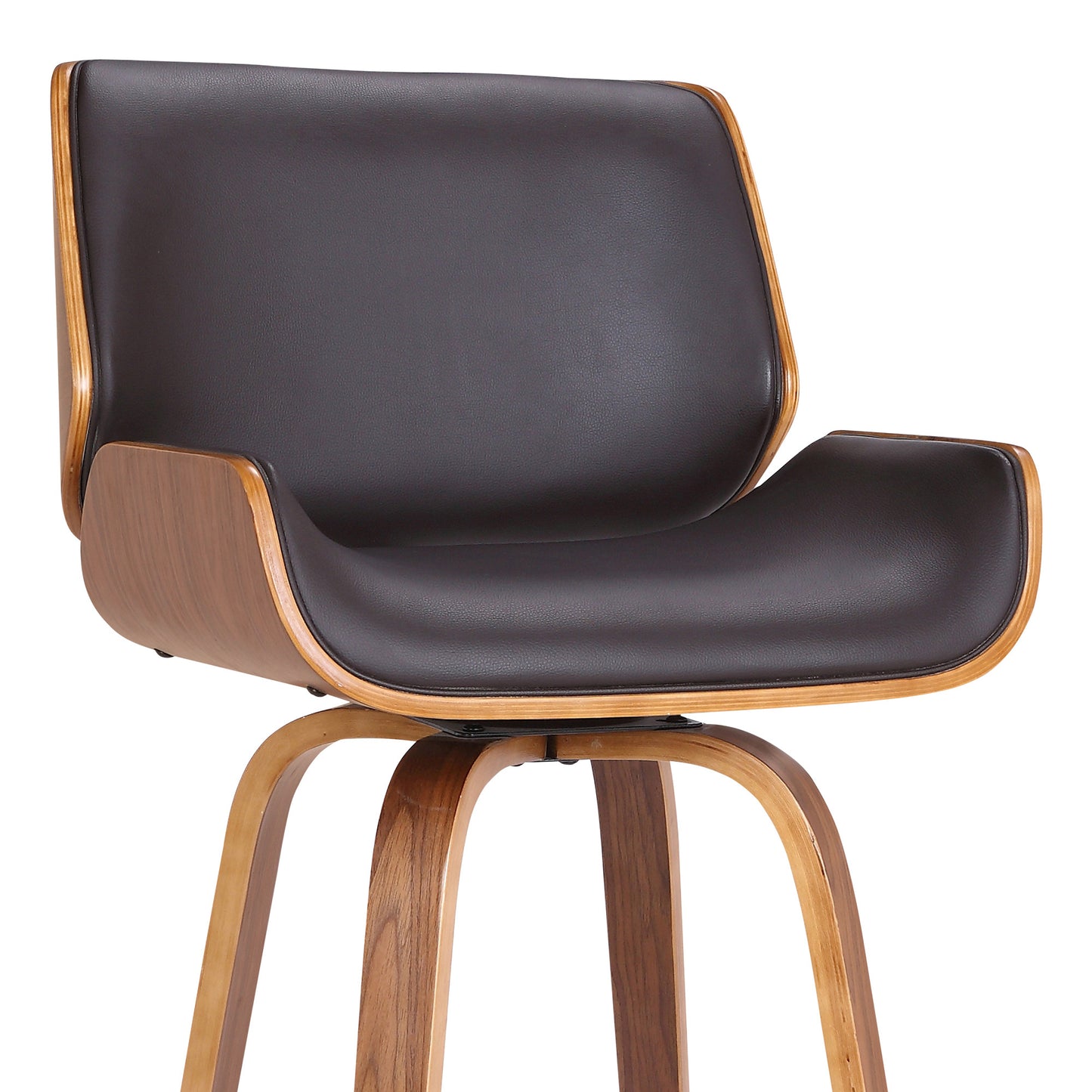 30" Brown Solid Wood Swivel Low Back Bar Height Bar Chair - Loft&Timber