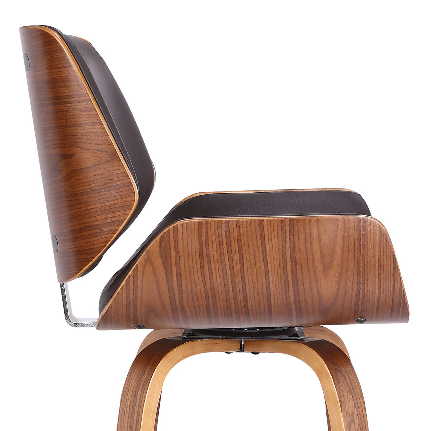 30" Brown Solid Wood Swivel Low Back Bar Height Bar Chair - Loft&Timber