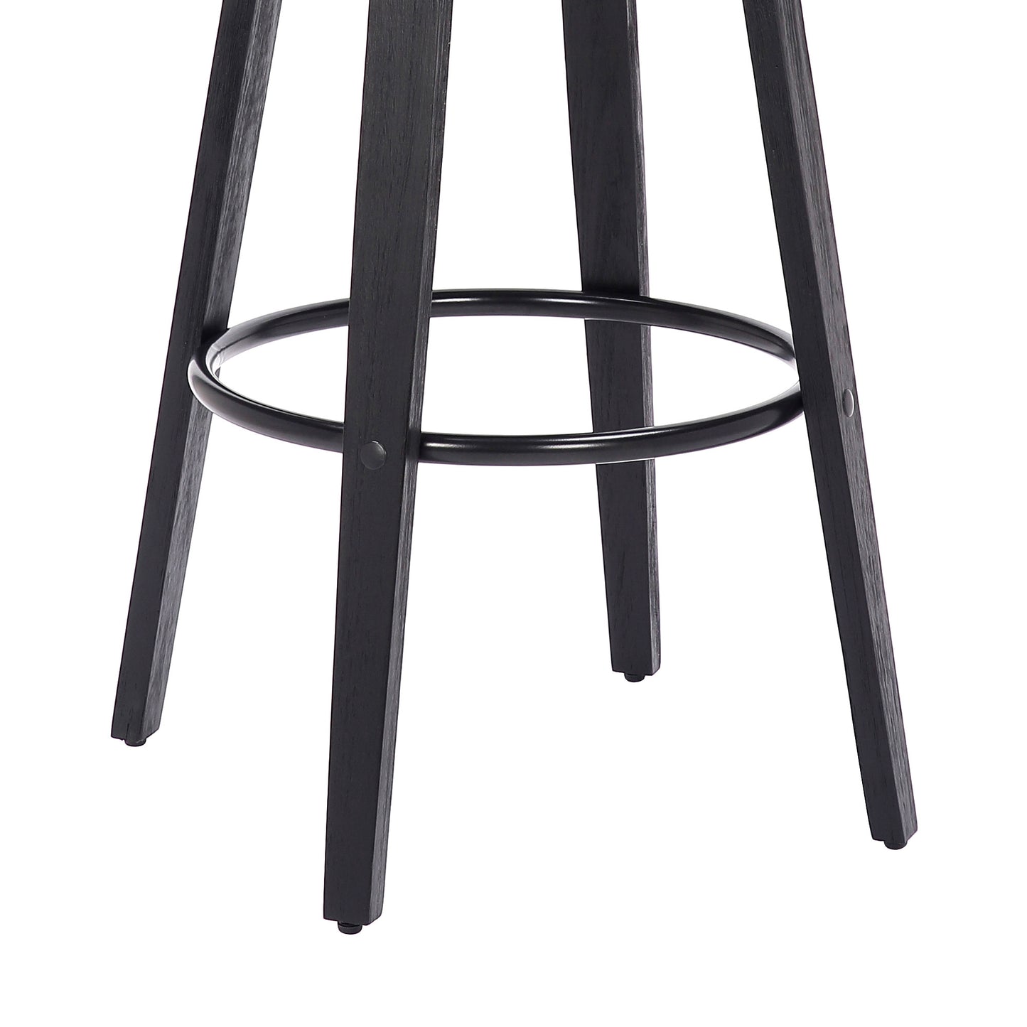 29" Gray And Black Solid Wood Swivel Backless Bar Height Bar Chair - Loft&Timber