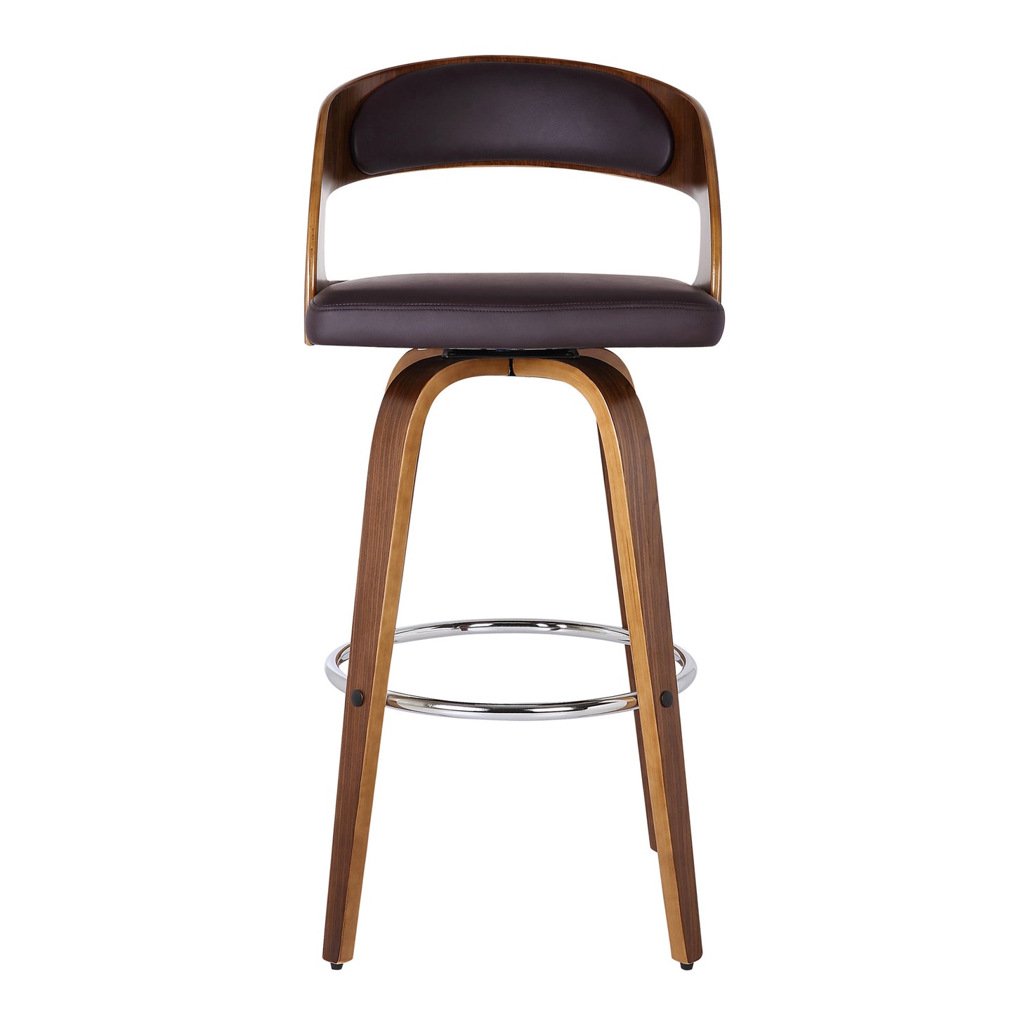 30" Brown Solid Wood Swivel Low Back Bar Height Bar Chair - Loft&Timber