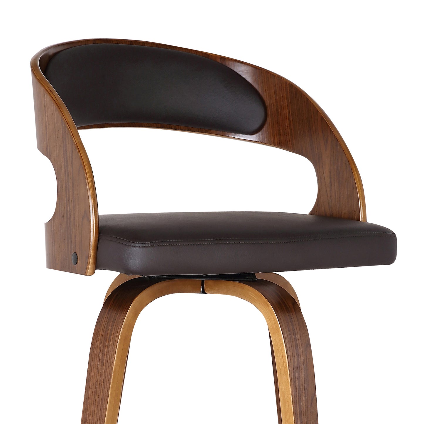 30" Brown Solid Wood Swivel Low Back Bar Height Bar Chair - Loft&Timber