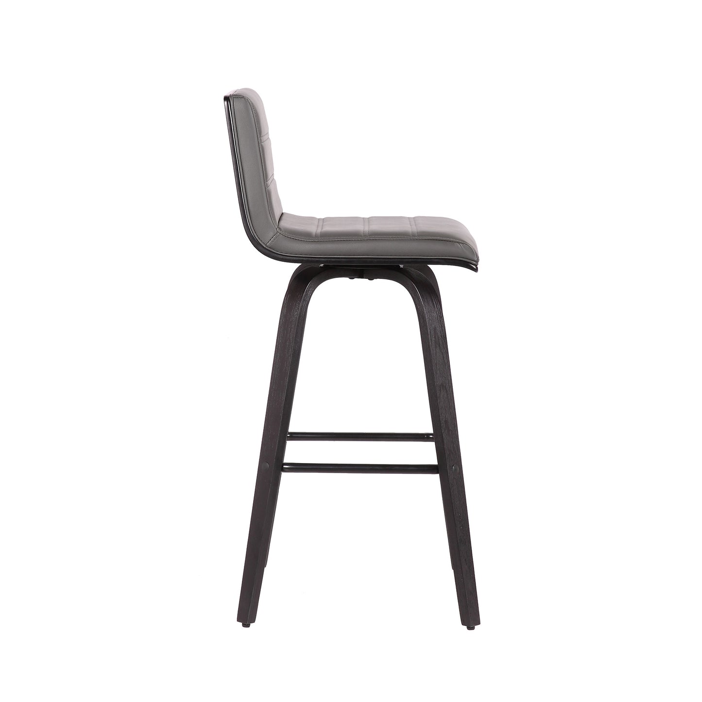 30" Gray And Black Iron Swivel Low Back Bar Height Bar Chair - Loft&Timber