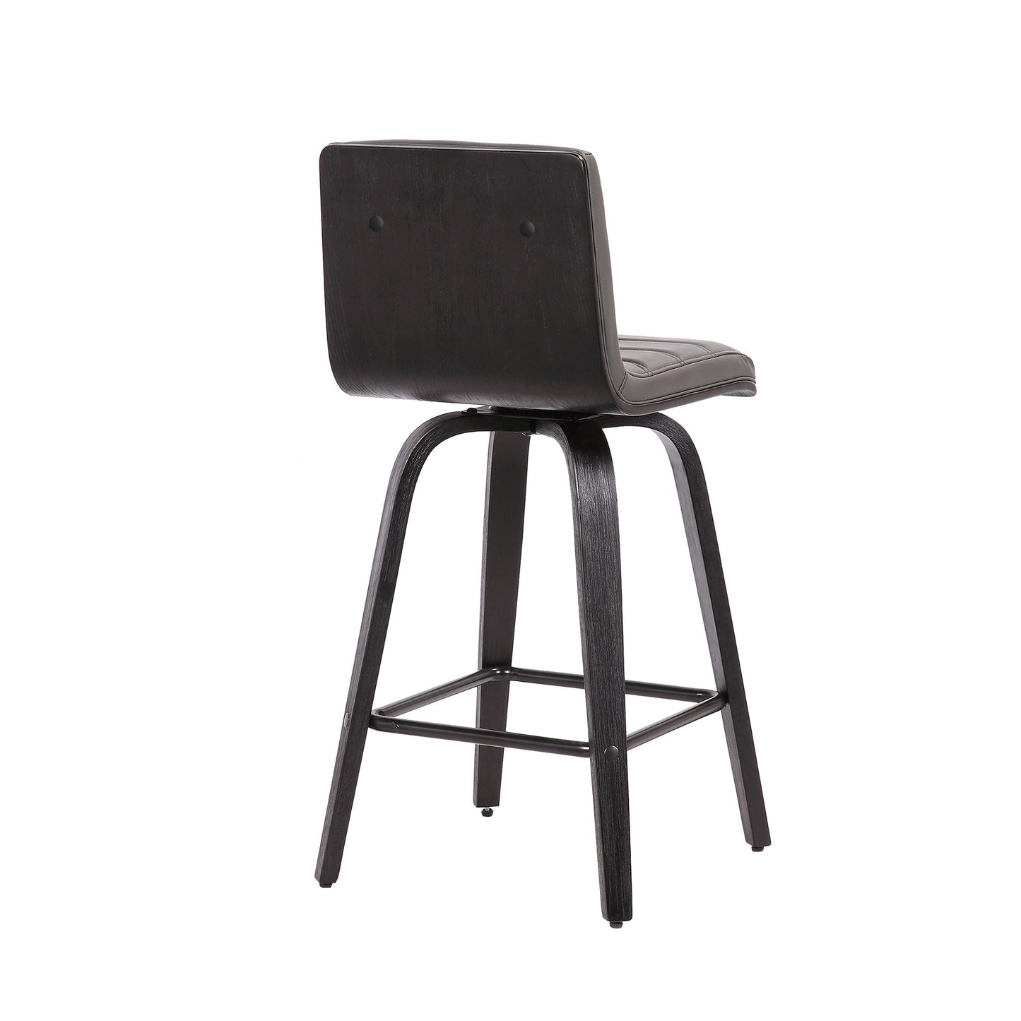 30" Gray And Black Iron Swivel Low Back Bar Height Bar Chair - Loft&Timber