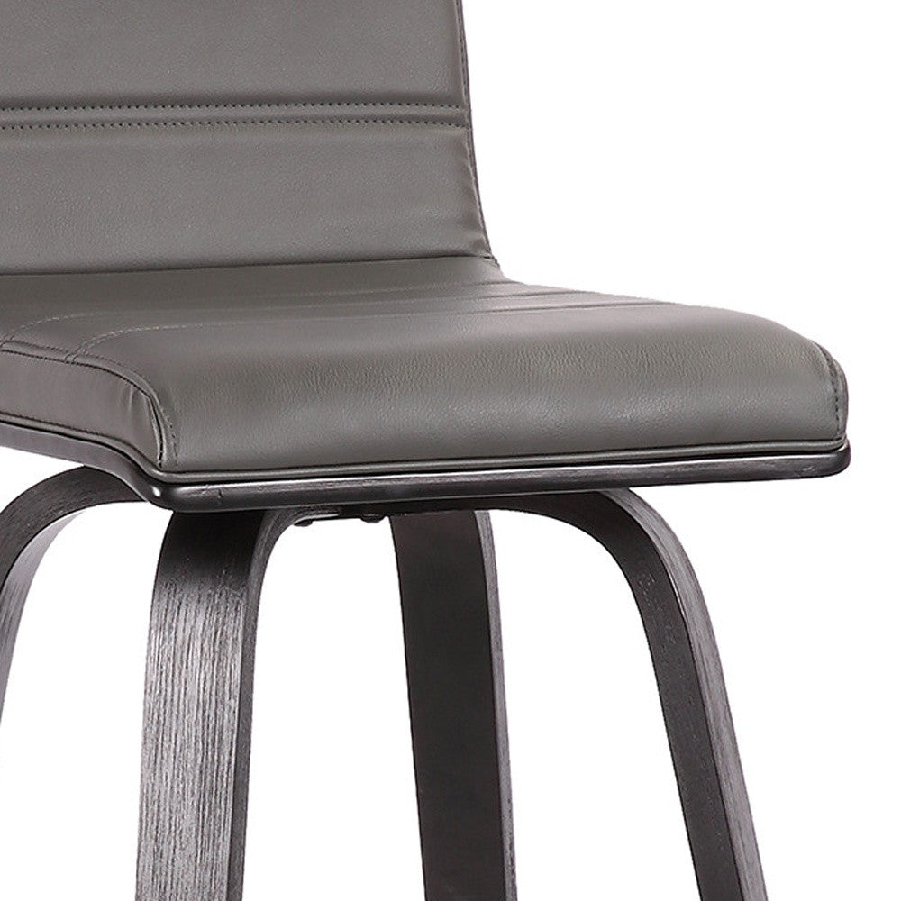 30" Gray And Black Iron Swivel Low Back Bar Height Bar Chair - Loft&Timber