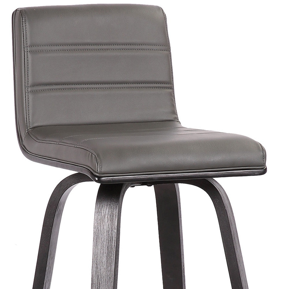30" Gray And Black Iron Swivel Low Back Bar Height Bar Chair - Loft&Timber