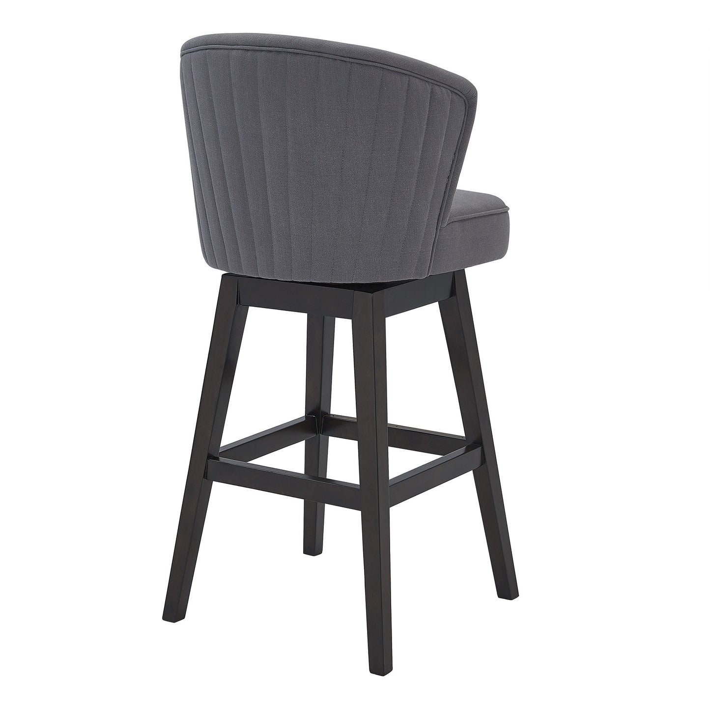31" Gray And Espresso Solid Wood Swivel Low Back Bar Height Bar Chair - Loft&Timber