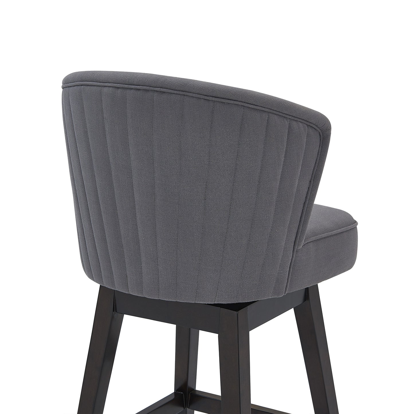 31" Gray And Espresso Solid Wood Swivel Low Back Bar Height Bar Chair - Loft&Timber