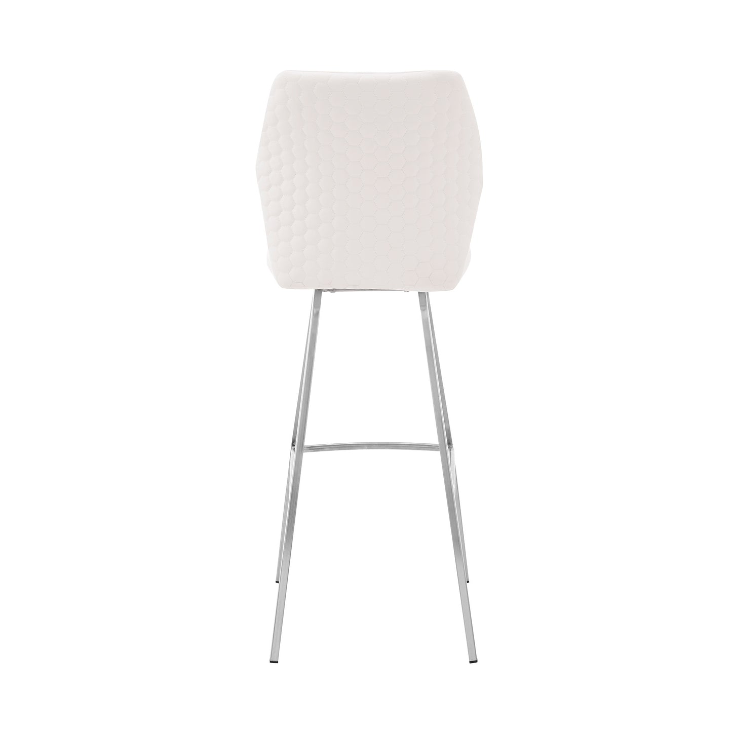 30" White And Silver Faux Leather And Iron Bar Height Bar Chair - Loft&Timber