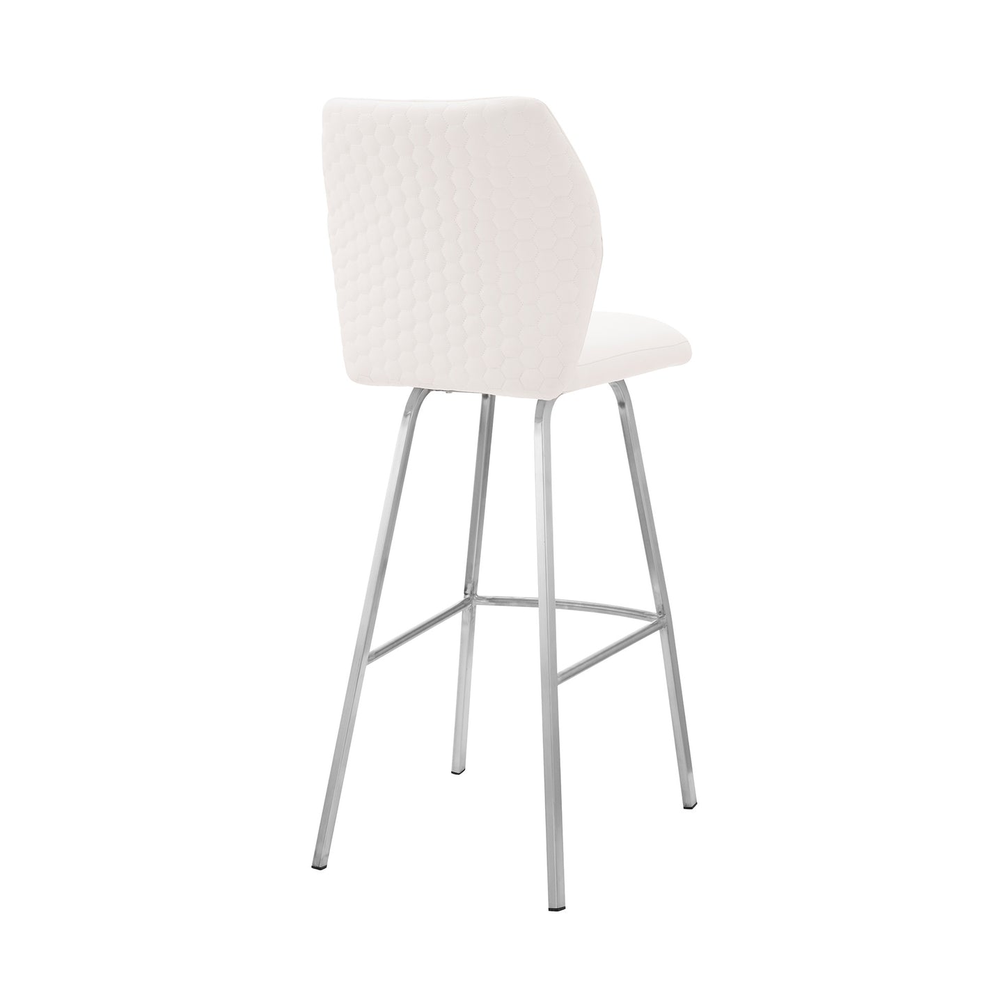 30" White And Silver Faux Leather And Iron Bar Height Bar Chair - Loft&Timber
