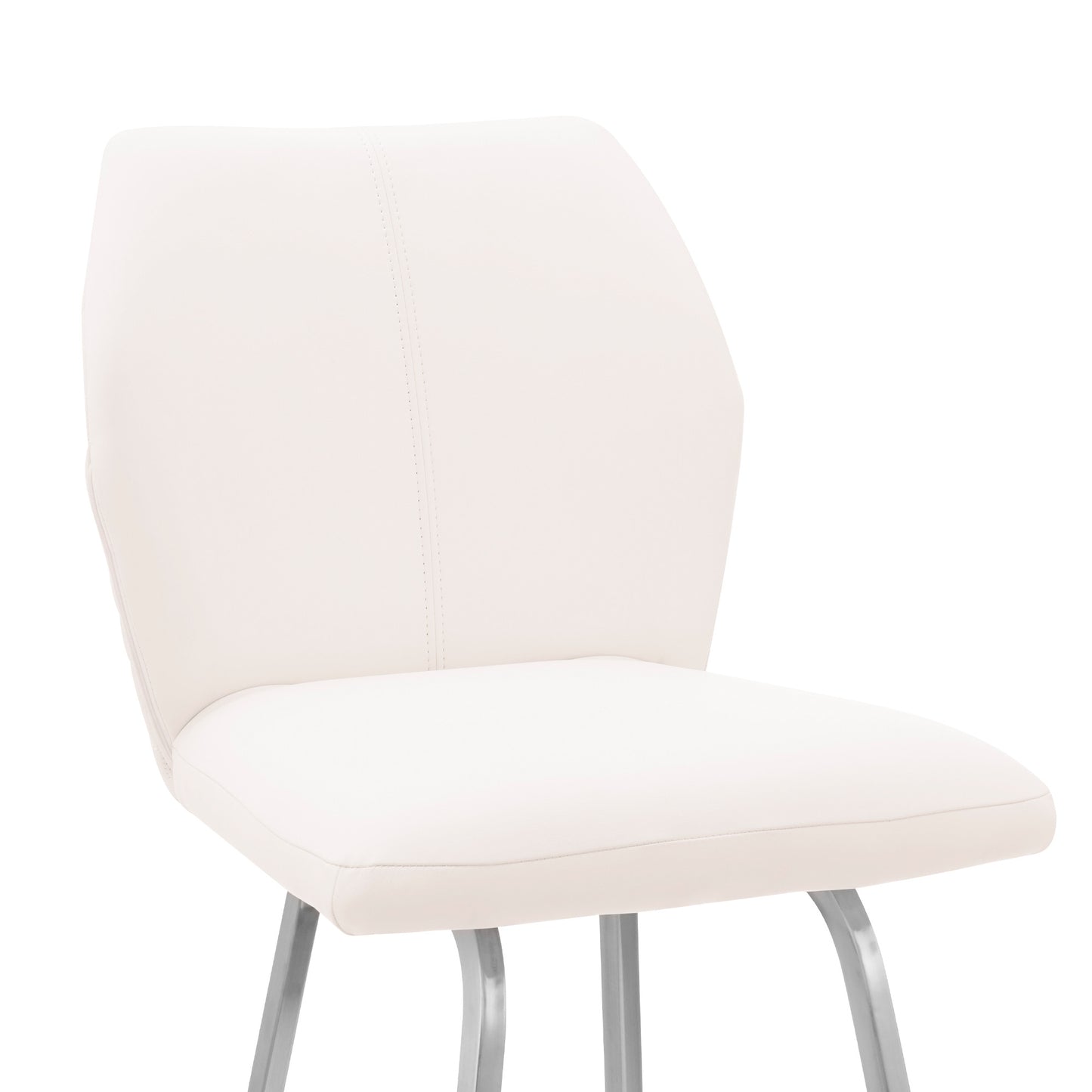 30" White And Silver Faux Leather And Iron Bar Height Bar Chair - Loft&Timber