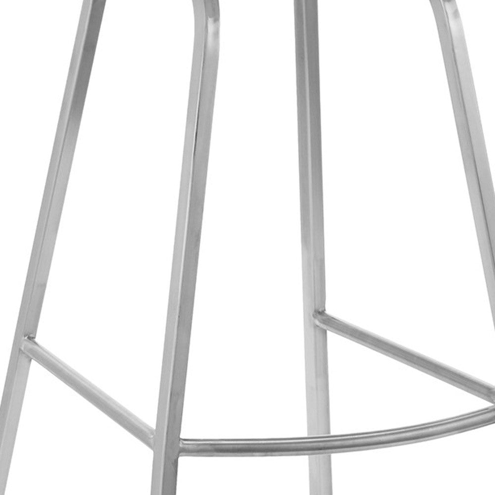 30" White And Silver Faux Leather And Iron Bar Height Bar Chair - Loft&Timber