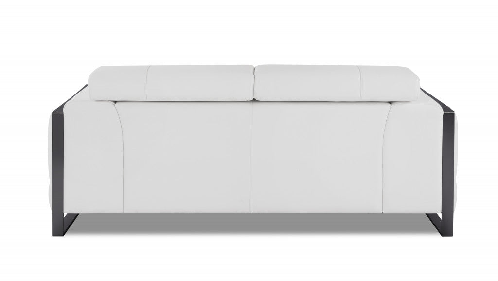 75" White And Black Italian Leather Loveseat - Loft&Timber