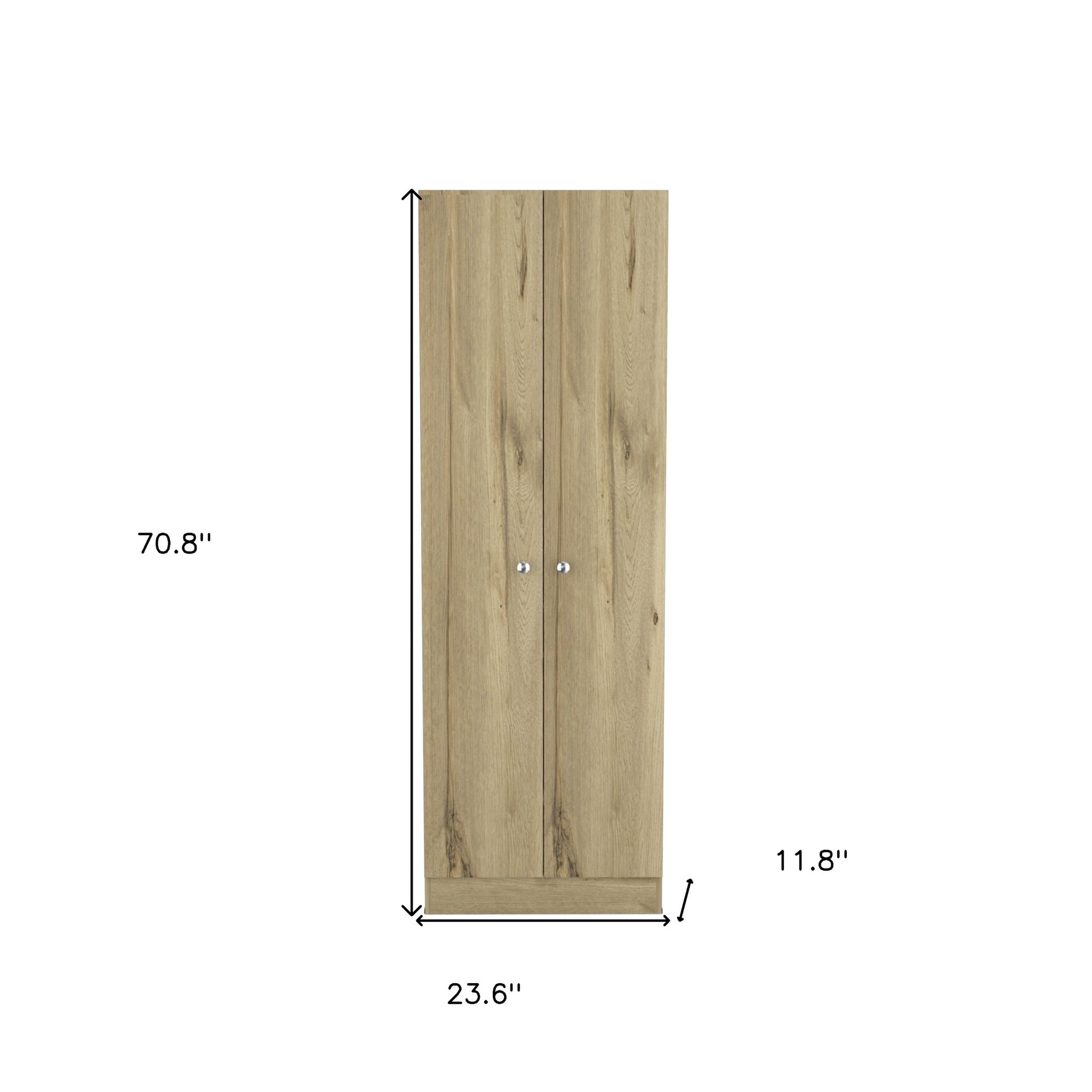 71" Oak Wood Pantry Or Storage Closet - Loft&Timber