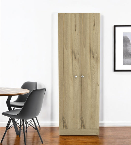 71" Oak Wood Pantry Or Storage Closet - Loft&Timber