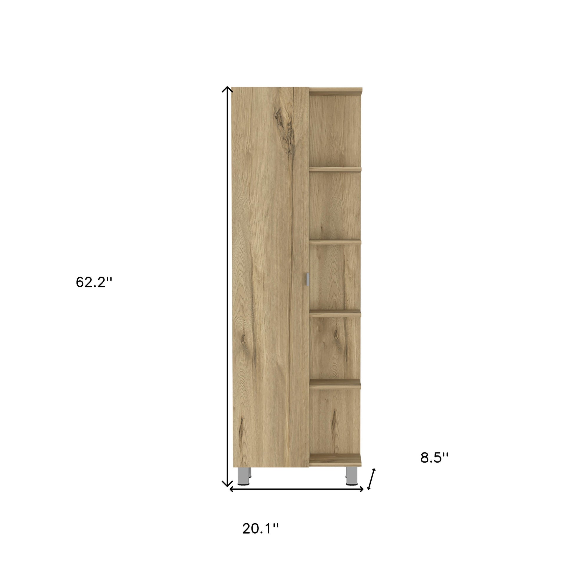 62" Oak Wood Pantry Or Storage Closet - Loft&Timber