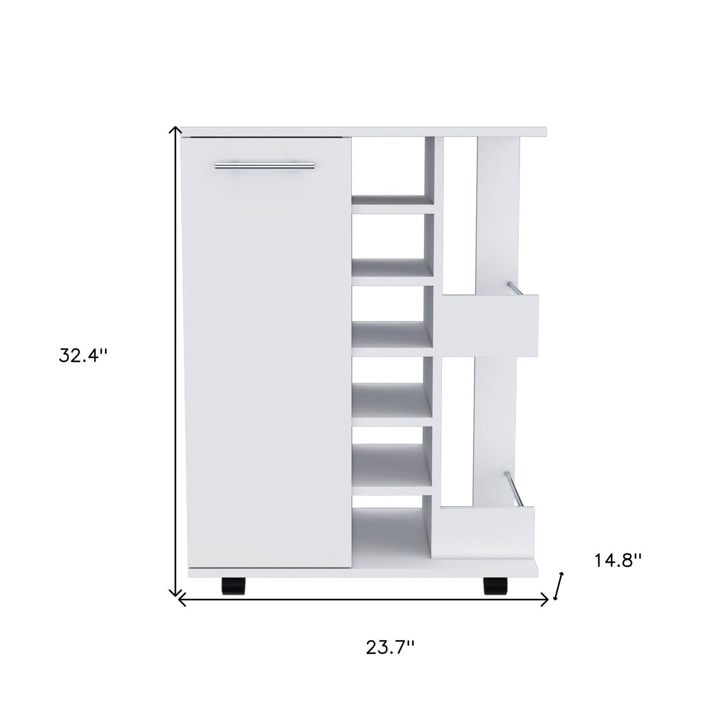 White Rolling Bar Cart With Wine Storage - Loft&Timber