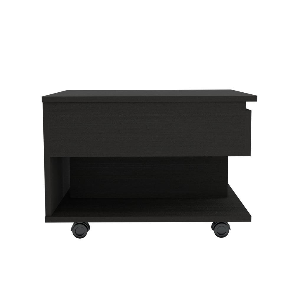 22" Black Manufactured Wood Rectangular Lift Top Coffee Table With Drawer - Loft&Timber