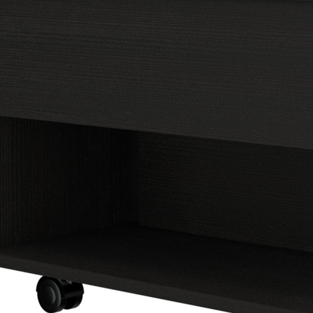 22" Black Manufactured Wood Rectangular Lift Top Coffee Table With Drawer - Loft&Timber