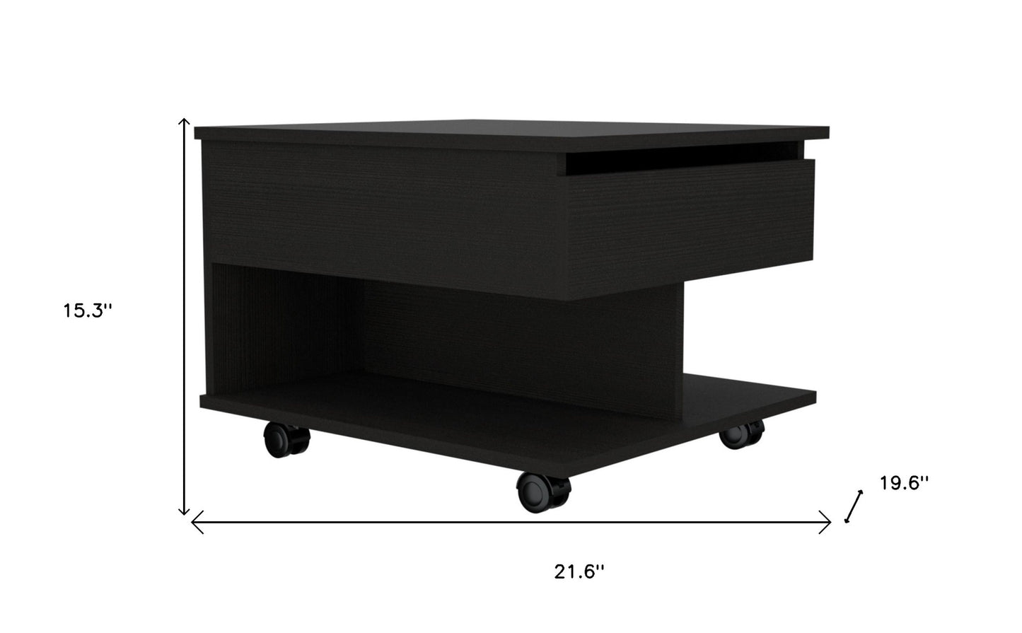 22" Black Manufactured Wood Rectangular Lift Top Coffee Table With Drawer - Loft&Timber