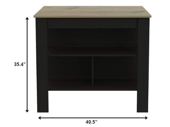 Black and Natural 41" Kitchen Island With Storage - Loft&Timber