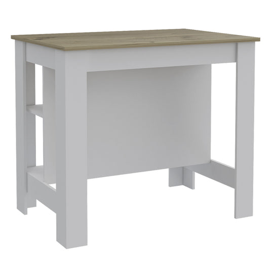 White and Brown 41" Kitchen Island With Storage - Loft&Timber