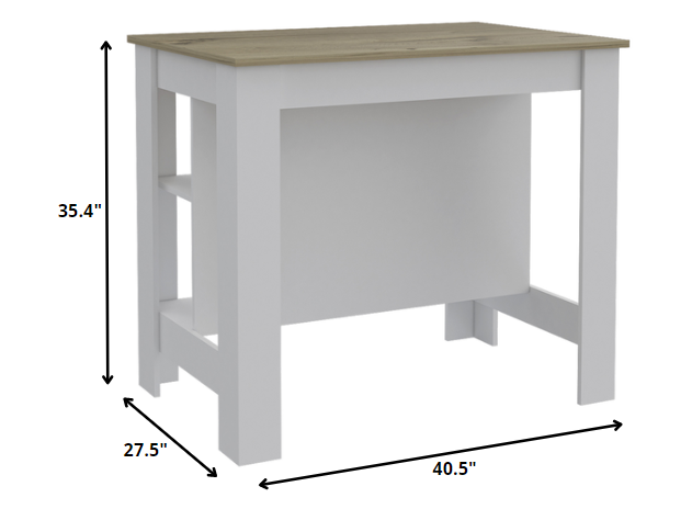 White and Brown 41" Kitchen Island With Storage - Loft&Timber