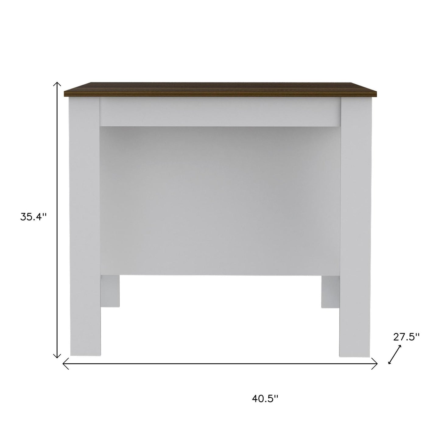 White and Brown 41" Kitchen Island With Storage - Loft&Timber
