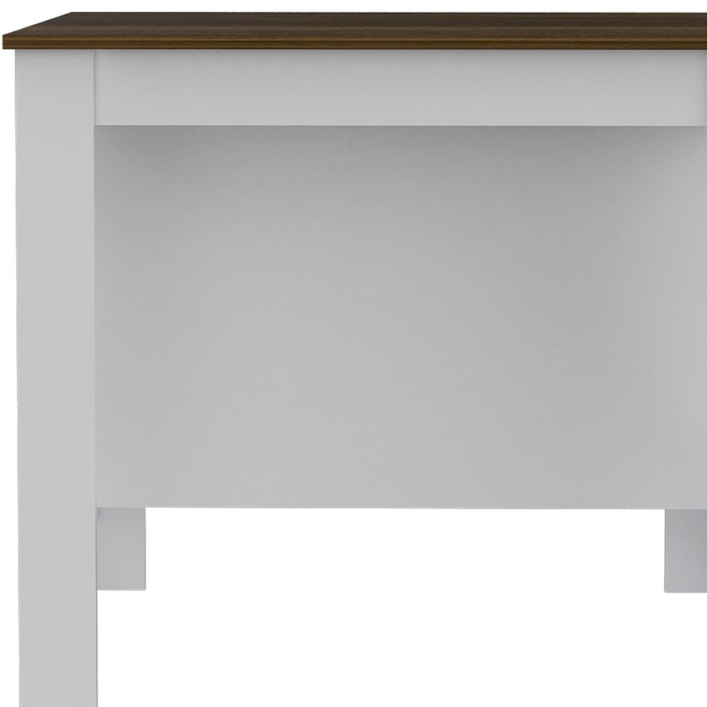 White and Brown 41" Kitchen Island With Storage - Loft&Timber